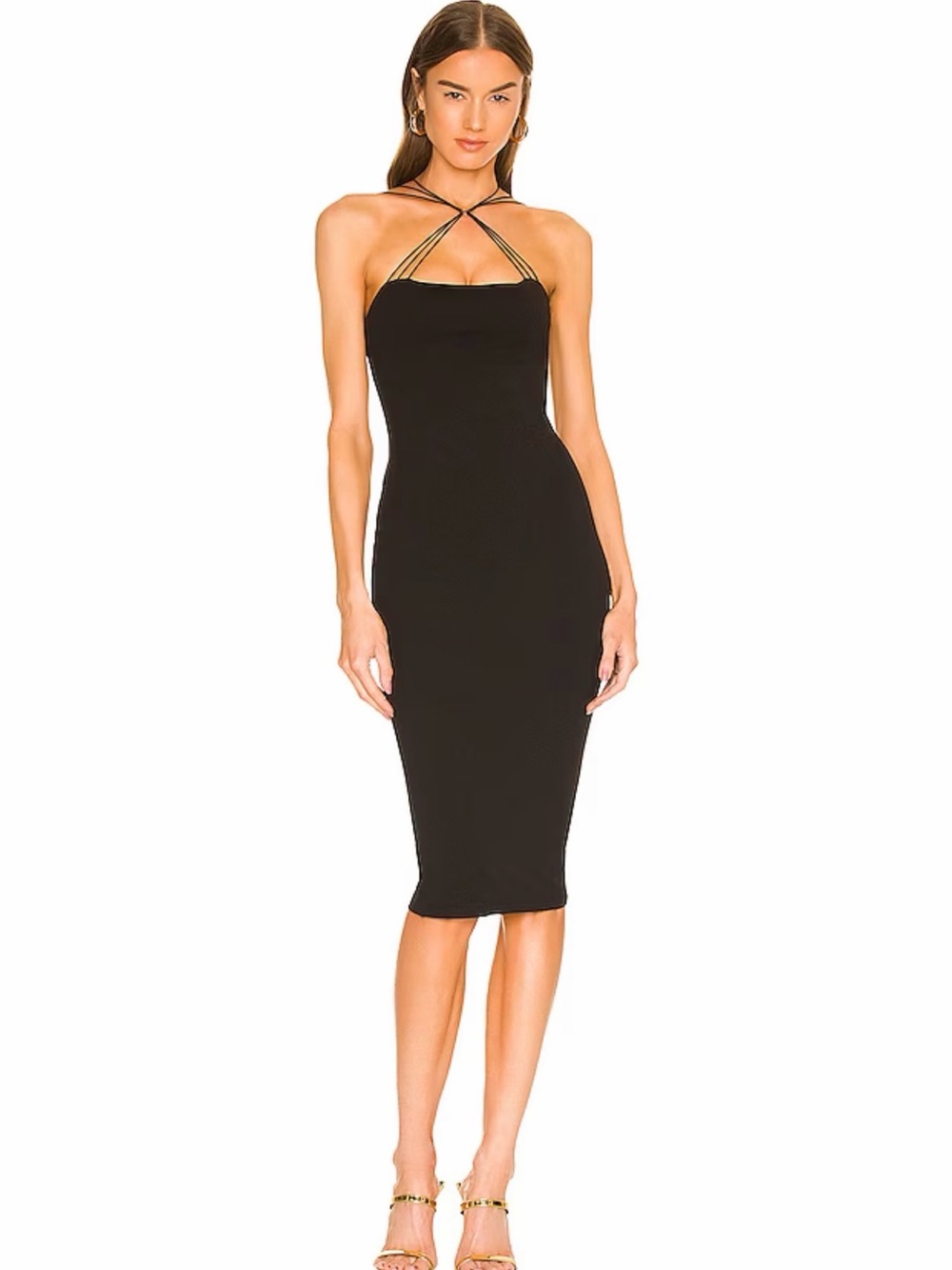 Two-Way Black Strappy Halter Bodycon Dress